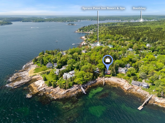 21 Linekin Rd, Boothbay Harbor, ME 04538 - aerial view of property and surrounding area featuring a nearby body of water