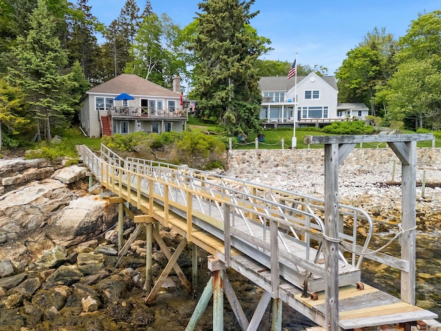 21 Linekin Rd, Boothbay Harbor, ME 04538 - dock featuring stairs and a deck