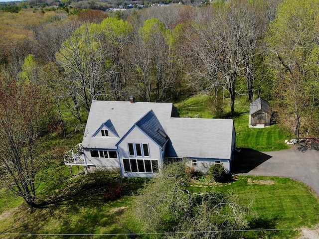 17 Westview Rd, Damariscotta, ME 04543 - aerial view of property and surrounding area with a heavily wooded area