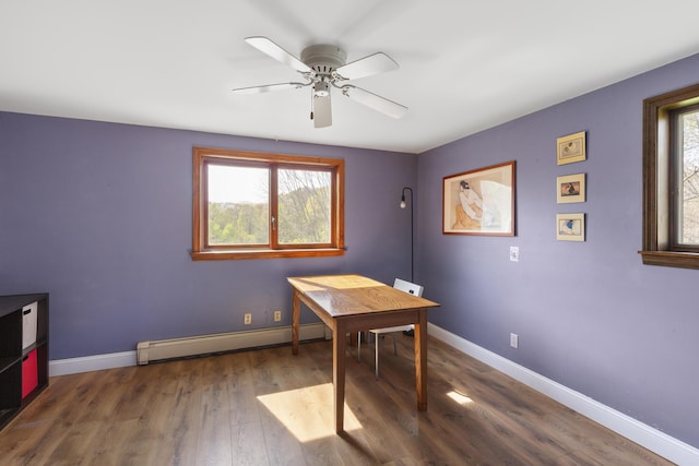 17 Westview Rd, Damariscotta, ME 04543 - office space featuring baseboard heating, healthy amount of natural light, wood finished floors, and ceiling fan