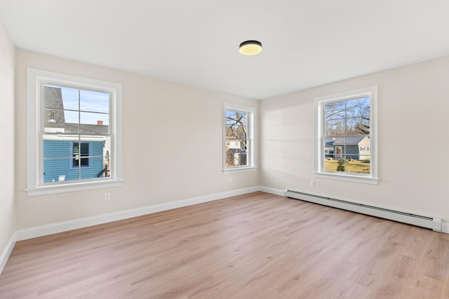 32 Jackson St, Portland, ME 04103 - spare room featuring a baseboard radiator, light wood-style floors, and plenty of natural light