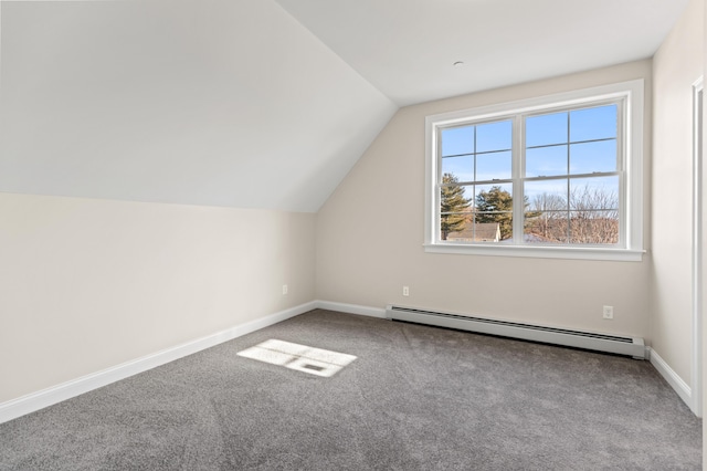 32 Jackson St, Portland, ME 04103 - additional living space featuring baseboard heating, carpet, lofted ceiling, and baseboards