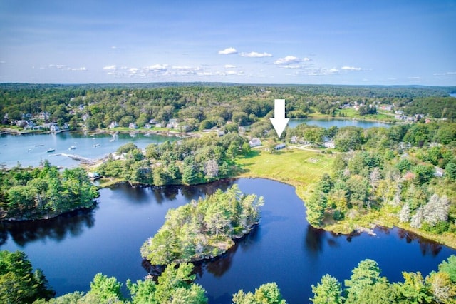 32 Murray Hill Rd, Boothbay, ME 04544 - aerial view of property and surrounding area featuring a heavily wooded area and a large body of water
