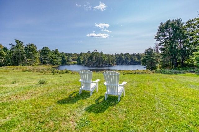 32 Murray Hill Rd, Boothbay, ME 04544 - view of green lawn featuring a water view and a wooded view