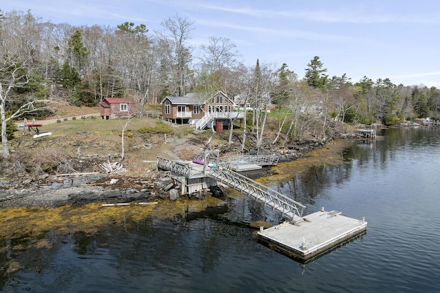 33 Bernier Ln, Harpswell, ME 04079 - dock area with stairway and a deck with water view