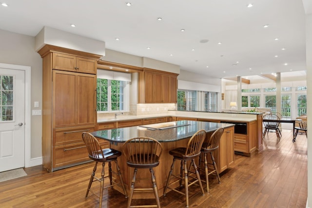 11 Clubhouse Dr, Kennebunk, ME 04043 - kitchen with a peninsula, a warming drawer, a kitchen island, light wood-style flooring, and plenty of natural light