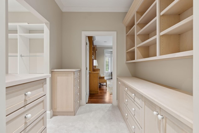 11 Clubhouse Dr, Kennebunk, ME 04043 - hallway featuring ornamental molding and light carpet