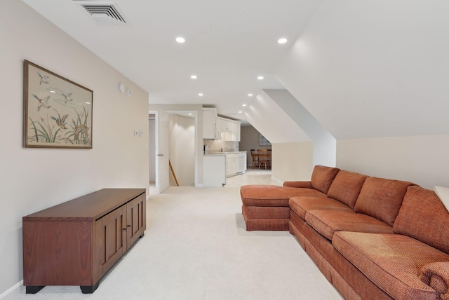 11 Clubhouse Dr, Kennebunk, ME 04043 - living area with light carpet, recessed lighting, and lofted ceiling