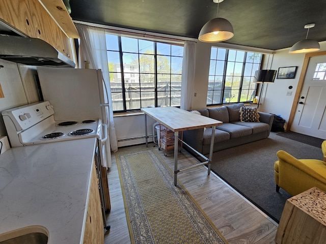58 Cedar St, Bangor, ME 04401 - living area featuring wood finished floors and a baseboard heating unit