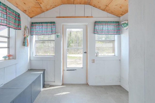 283 School St, Weld, ME 04285 - entryway with lofted ceiling, plenty of natural light, and light floors