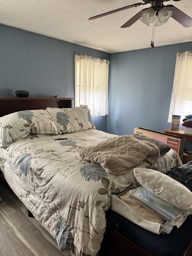 27 Trestle Rd, Medford, ME 04463 - bedroom with wood finished floors and a ceiling fan