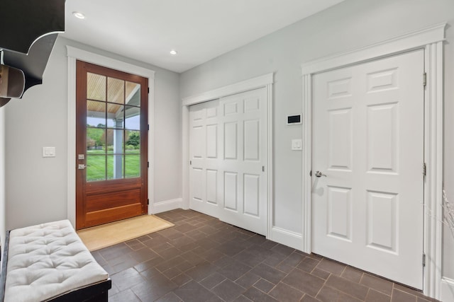 10 Jameson Dr, Falmouth, ME 04105 - foyer entrance with recessed lighting and baseboards