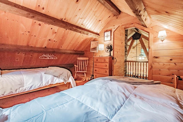 134 Valhalla Ln, Norway, ME 04268 - bedroom featuring wooden ceiling and wooden walls