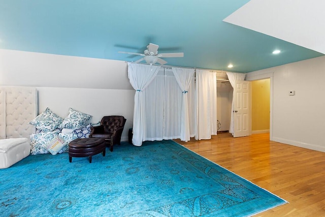 22 Lindas Way, Manchester, ME 04351 - living area with wood finished floors, recessed lighting, ceiling fan, and baseboards