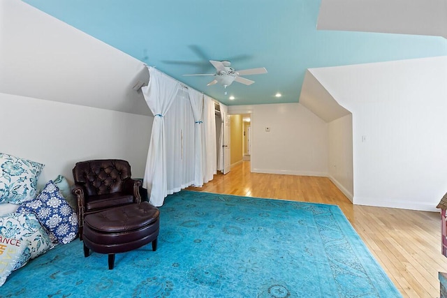 22 Lindas Way, Manchester, ME 04351 - living area featuring wood finished floors, ceiling fan, baseboards, and recessed lighting