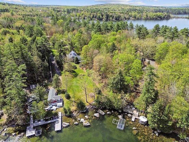 66 Brickett Point Ests, Oakland, ME 04963 - bird's eye view of a heavily wooded area and a nearby body of water