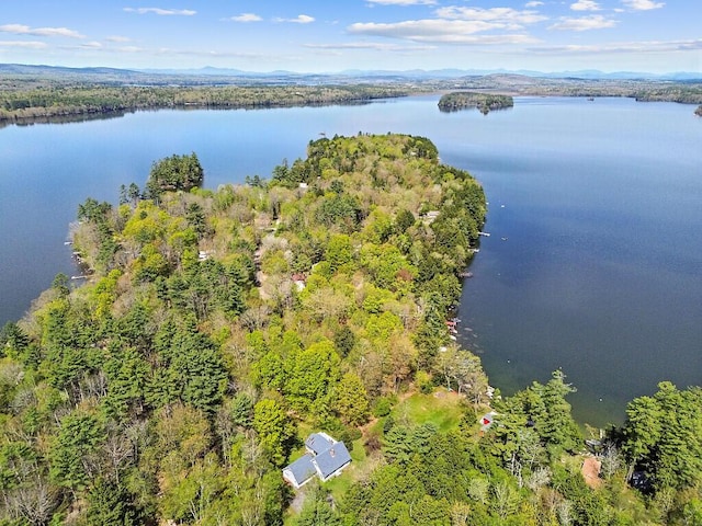 66 Brickett Point Ests, Oakland, ME 04963 - drone / aerial view of a water and mountain view and a forest