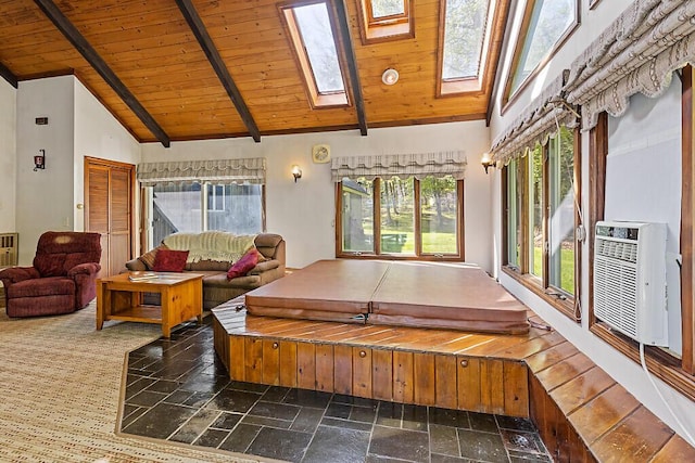66 Brickett Point Ests, Oakland, ME 04963 - sunroom featuring cooling unit and a skylight