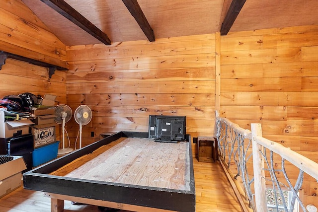 194 Birch Ln, Unity, ME 04988 - game room featuring wood-type flooring and wooden walls