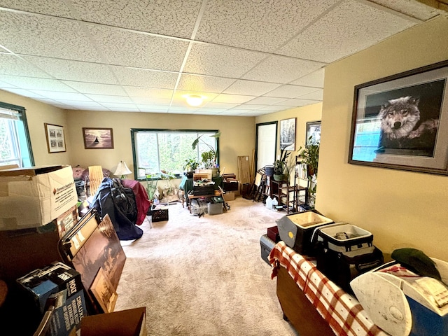 3 Rush Blvd, Millinocket, ME 04462 - living room featuring a drop ceiling and carpet