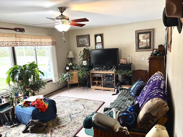 3 Rush Blvd, Millinocket, ME 04462 - living area with a ceiling fan and carpet flooring