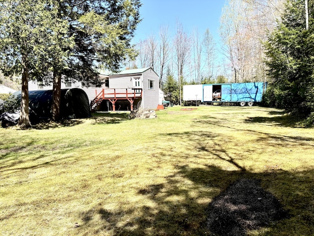 3 Rush Blvd, Millinocket, ME 04462 - view of grassy yard featuring a wooden deck