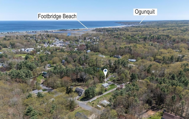 view of property location with a large body of water and a forest