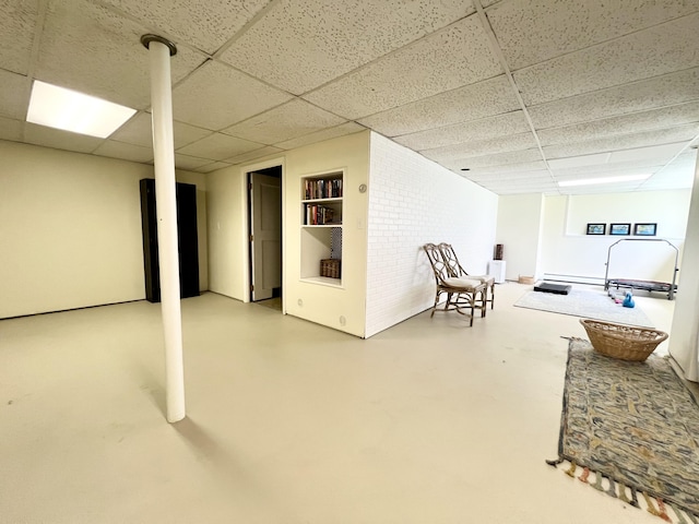 finished basement with a drop ceiling