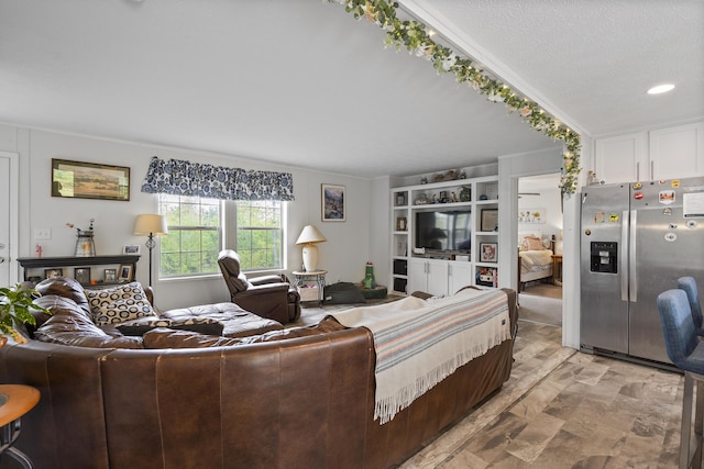 70 Lions Ridge Dr, Alna, ME 04535 - living area with light stone finish floors