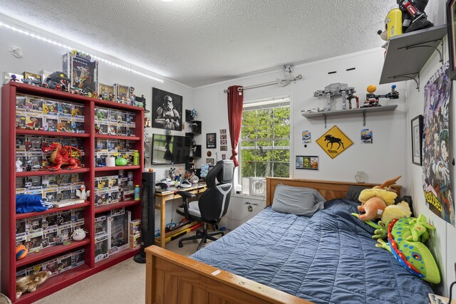 70 Lions Ridge Dr, Alna, ME 04535 - bedroom with a textured ceiling and carpet flooring