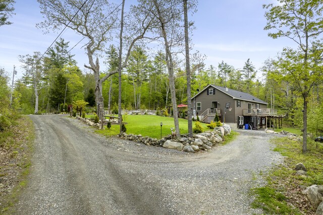 70 Lions Ridge Dr, Alna, ME 04535 - view of dirt / gravel road featuring stairway