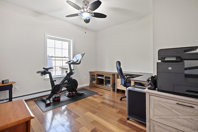 585 Charleston Rd, Charleston, ME 04422 - home office featuring a ceiling fan and light wood finished floors