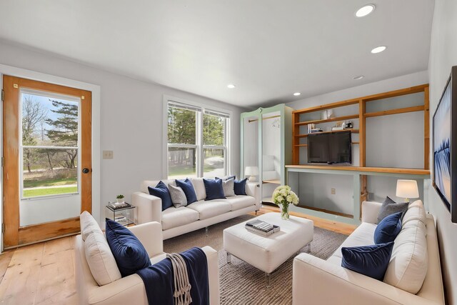 832 Main Rd, Islesboro, ME 04848 - living area with light wood-type flooring and recessed lighting