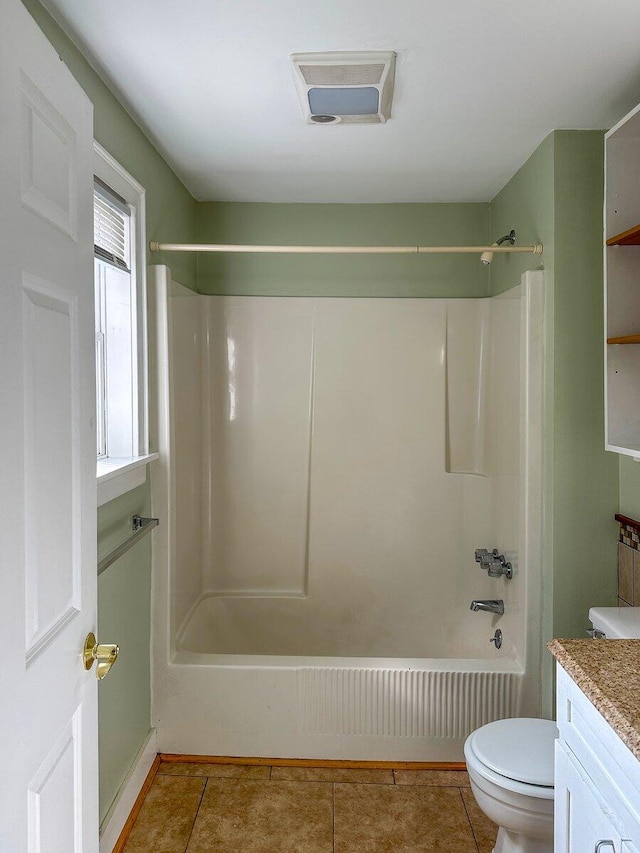 41 Church St, Damariscotta, ME 04543 - bathroom with bathtub / shower combination, vanity, toilet, and tile patterned floors