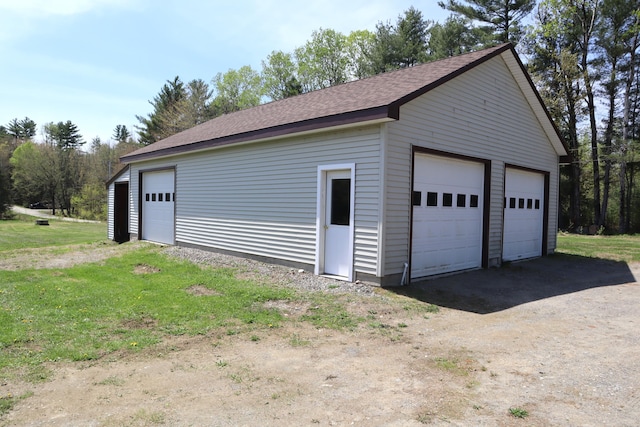 view of detached garage
