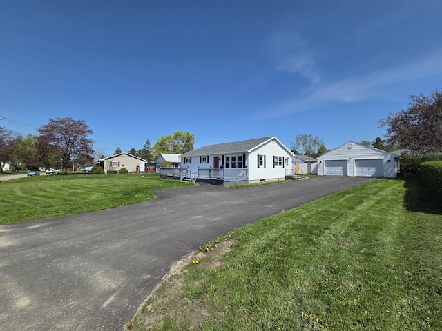 36 Lorraine Ave, Brewer, ME 04412 - ranch-style home featuring a front yard, a garage, and covered porch