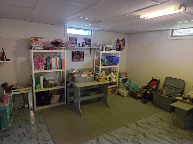 36 Lorraine Ave, Brewer, ME 04412 - rec room featuring a drop ceiling