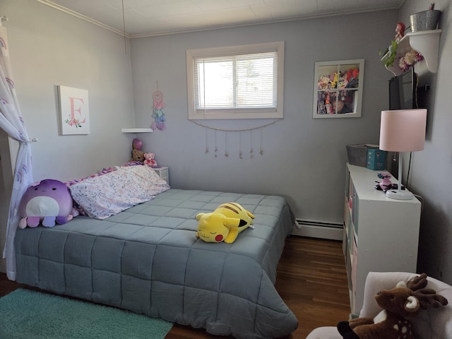 36 Lorraine Ave, Brewer, ME 04412 - bedroom featuring a baseboard radiator, crown molding, and wood finished floors