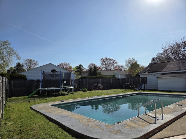 36 Lorraine Ave, Brewer, ME 04412 - view of swimming pool featuring a trampoline and a playground