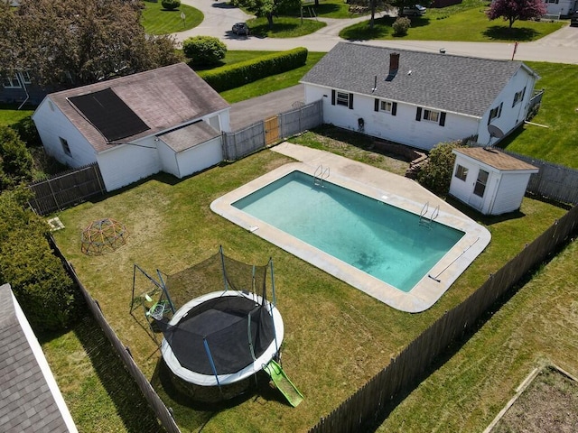 36 Lorraine Ave, Brewer, ME 04412 - view of pool with a trampoline and an outbuilding