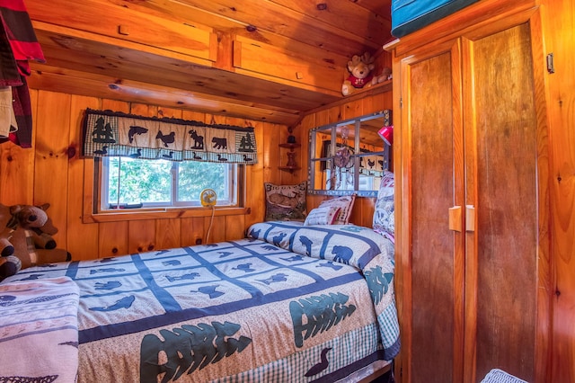 120 S Shore Dr, Rangeley Plt, ME 04970 - bedroom featuring wood walls