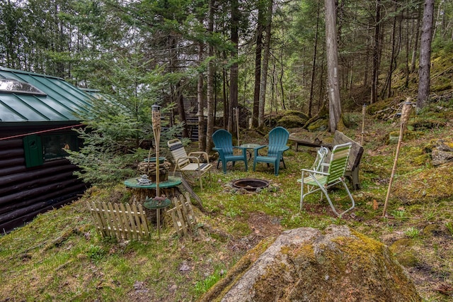 120 S Shore Dr, Rangeley Plt, ME 04970 - view of yard featuring an outdoor fire pit
