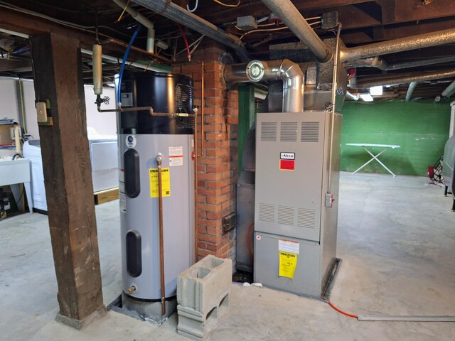 utilities featuring water heater and heating unit