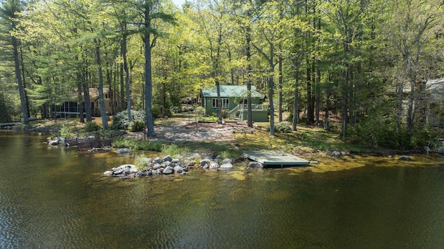 19 Pulpit Rock Rd, Raymond, ME 04071 - dock featuring a forest view, stairway, and a water view