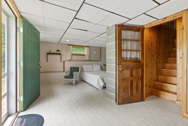 67 Day Mountain Rd, Temple, ME 04984 - bedroom featuring tile patterned floors and a paneled ceiling
