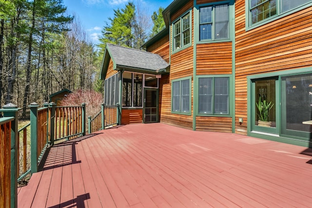 1026 Essex St, Bangor, ME 04401 - wooden terrace with a sunroom