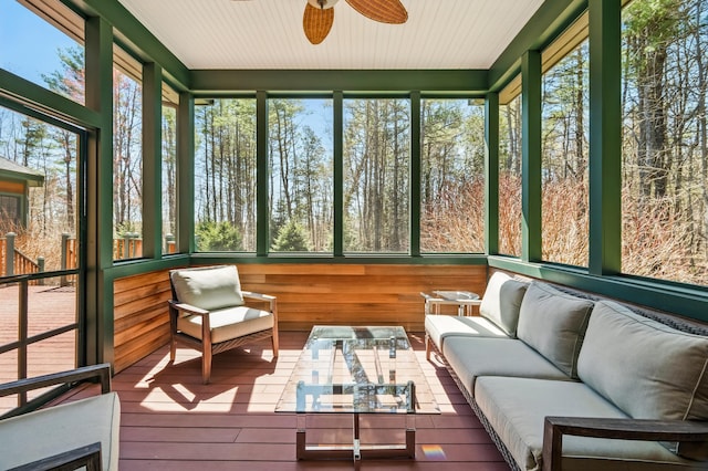 1026 Essex St, Bangor, ME 04401 - sunroom featuring ceiling fan and an outdoor hangout area