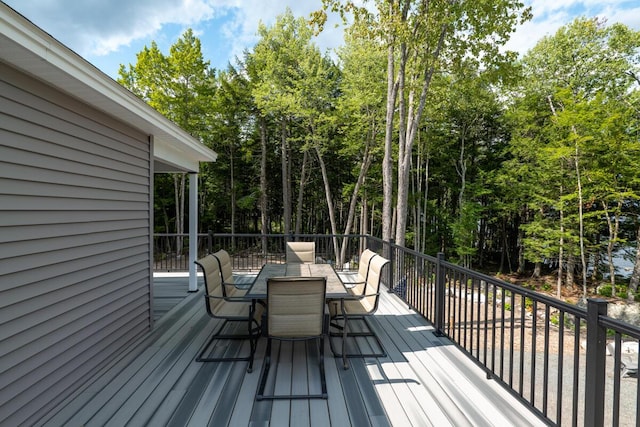 313 Nevells Way, Ellsworth, ME 04605 - wooden deck featuring outdoor dining space