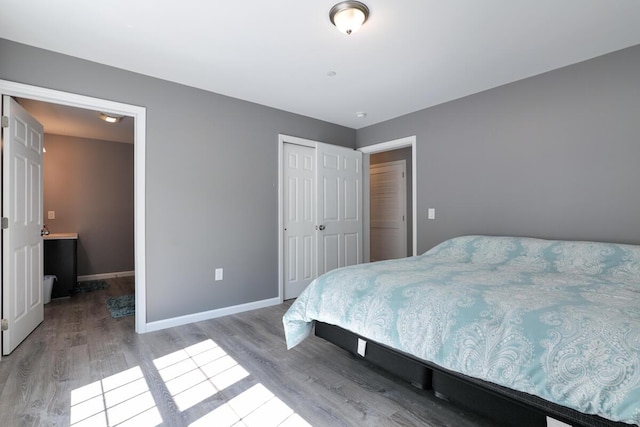 313 Nevells Way, Ellsworth, ME 04605 - bedroom with wood finished floors, a closet, and baseboards