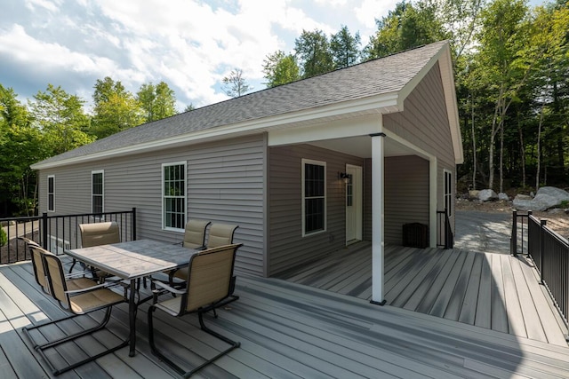 313 Nevells Way, Ellsworth, ME 04605 - wooden terrace featuring outdoor dining space
